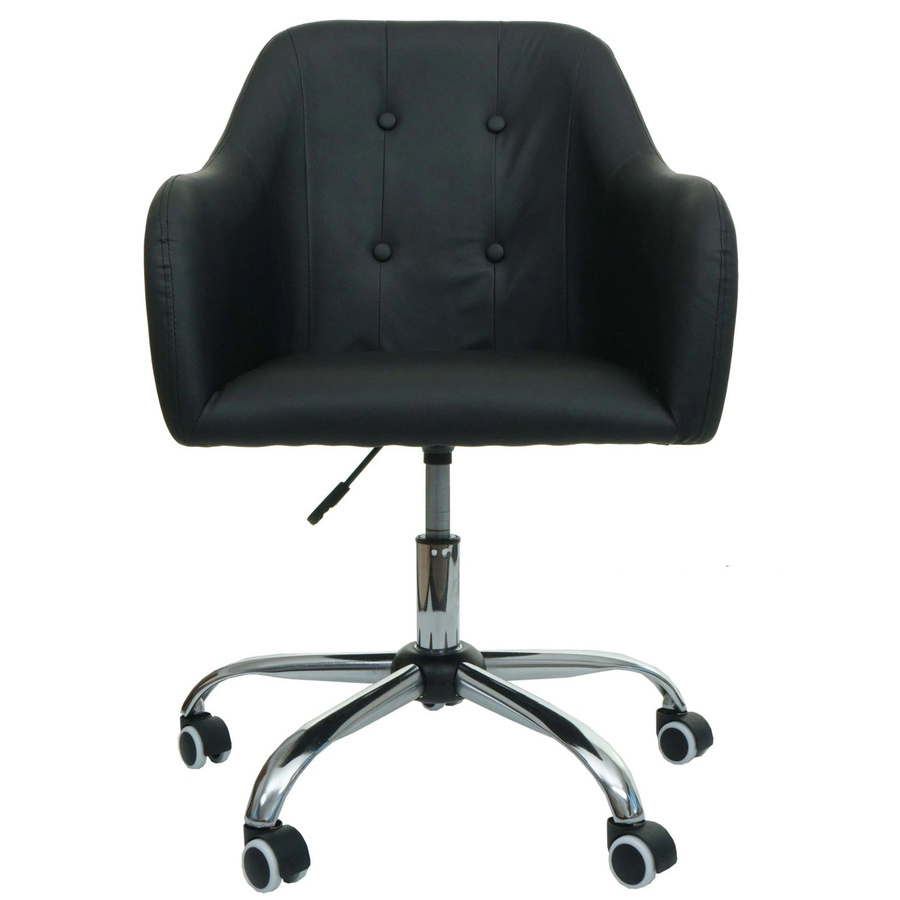Proregal Bürostuhl in Schwarz aus Kunstleder mit Armlehnen und Rollen, H x B x T: 95 x 57 x 62 cm, Sitzhöhe: 43 cm - Bild 2