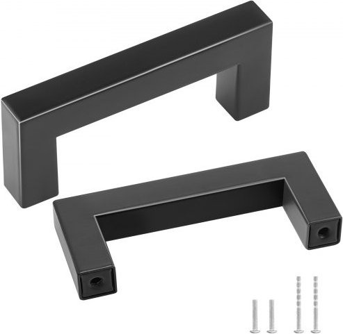 VEVOR 10er-Set Möbelgriffe aus Edelstahl in Mattschwarz für Küchenschränke und Schubladen, Mittenlochabstand: 76 mm, B/H/T: 8,8 x 1,2 x 3,5 cm - Bild 1