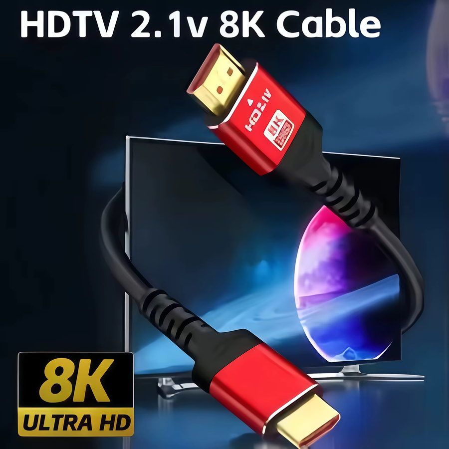 8K Ultra-High-Speed HDMI 2.1 Kabel in Schwarz mit 48 Gbit/s, unterstützt 8K bei 60 Hz, 4K bei 120 Hz, eARC und Dolby Vision, kompatibel mit PS5 - Bild 3
