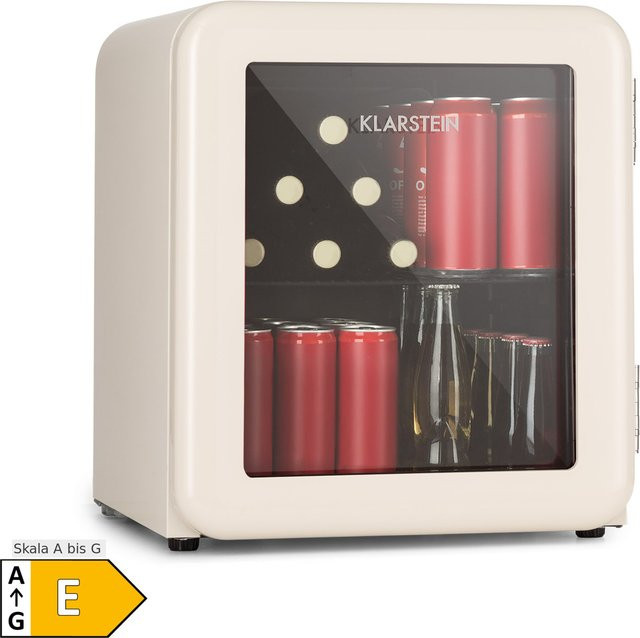 Klarstein PopLife Getränkekühlschrank im Retro-Design, Weiß, 48 Getränke, Tischgerät - Bild 1
