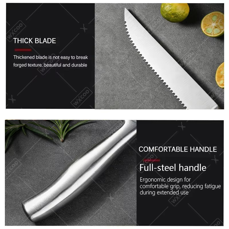 WXCOO Ganzstahl gezahnte Allzweckmesser in Silber für Steak, Obst und Brot - Bild 4