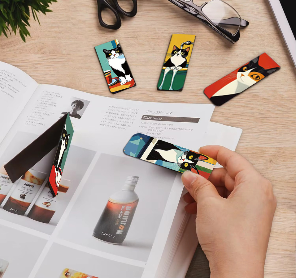 PickJoy Magnetische Katzen Lesezeichen Set aus Kunststoff, 5 Stück, Multicolour - Bild 2