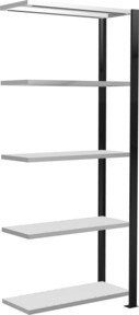 Schulte Anbauregal Büro-Steckregal MULTIplus85 mit 5 Fachböden und Kreuzstrebe, Farbe schwarz/lichtgrau, B/T/H: 180 x 75 x 30 cm - Bild 1