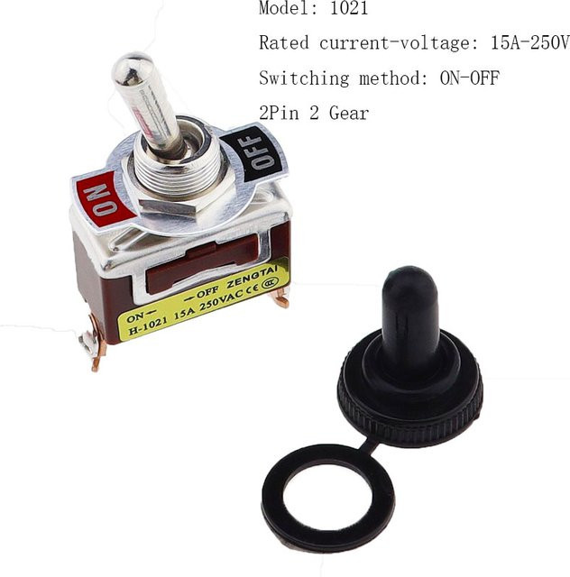E-TEN1021 Miniatur-Ein-Aus-Schalter SPST-Kippschalter mit wasserdichter Abdeckung 12 V 6 A/250 VAC 10 A/125 VAC - Bild 1