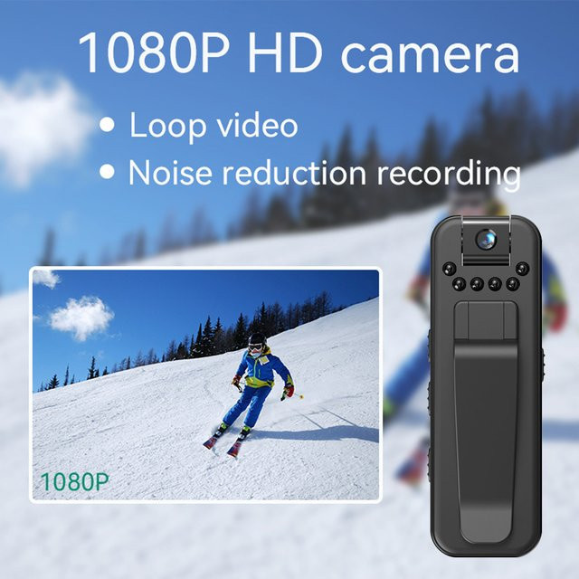 CUGUU Mini-Kamera 1080P Kompakter Digitalrekorder mit 180 Grad rotierender Infrarot-Nachtsicht in Schwarz - Bild 1