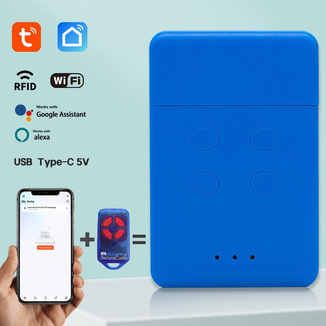ATA PTX4 Wifi Smart Sender Drahtlose RF Brücke Tuya 433,92 MHz mit USB 5V und Alexa Kompatibilität, Blau - Bild 1