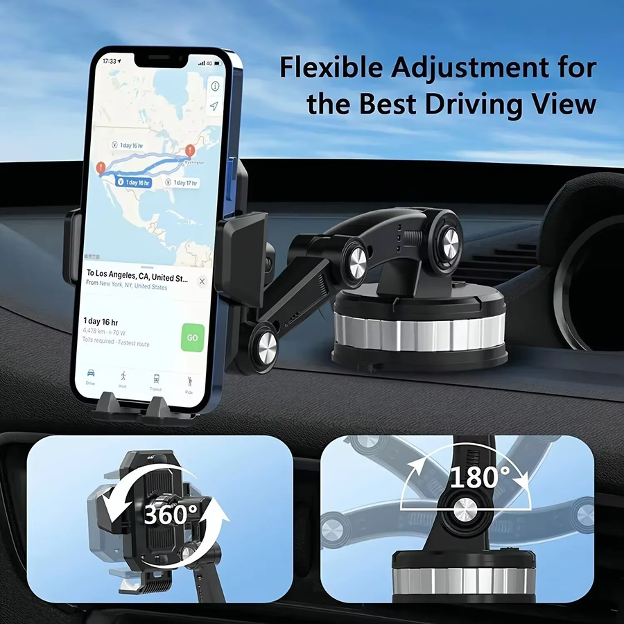 360-Grad-drehbare Handyhalterung für das Auto als GPS-Halterung für die Mittelkonsole in Schwarz - Bild 2