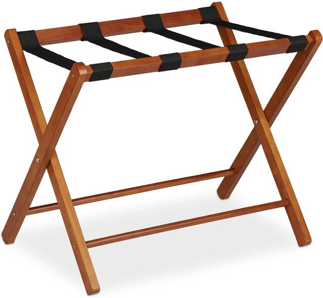 Relaxdays Kofferständer aus Holz in Natur Braun-Schwarz, klappbar, B/T/H: 54,5 x 66 x 44 cm - Bild 1
