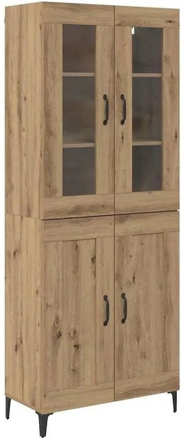 vidaXL Highboard Artisan-Eiche mit Glastüren in Braun, B/T/H: 69,5 x 34 x 180 cm - Bild 1