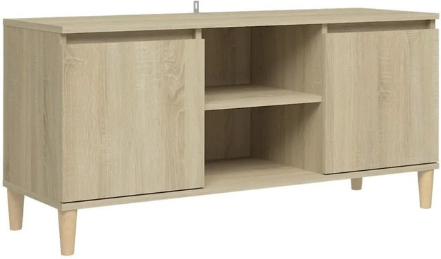 vidaXL TV-Schrank im Skandi-Stil aus Holzwerkstoff und Massivholz Eukalyptus, Farbe Braun, B/T/H: 103,5 x 35 x 50 cm - Bild 1