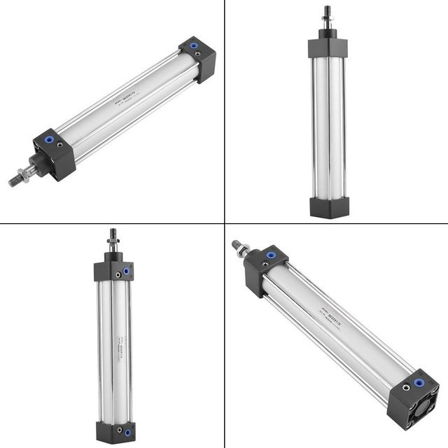 Doppeltwirkender Pneumatikzylinder von Fishine mit 32mm Bohrung, 200mm Hub und Gewinde in Silber - Bild 1