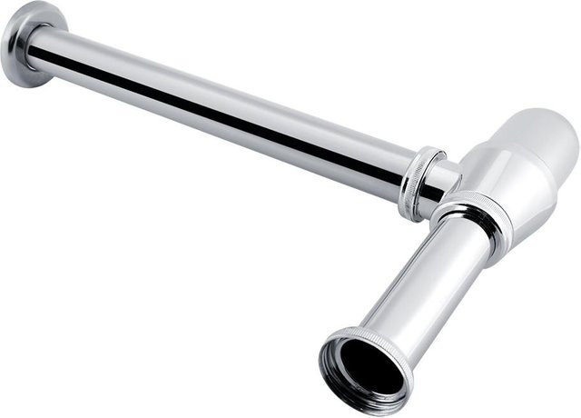 Runder Siphon von mfySpace aus Zinklegierung in Chrom und Weiß mit 1 1/4 Zoll Anschluss - Bild 1