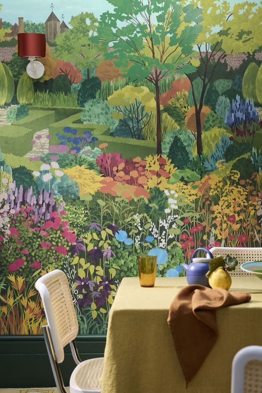 Little Greene Mural Castle Garden Wandtattoo in Pale Lime mit botanischem Naturmotiv und floralem Design - Bild 3