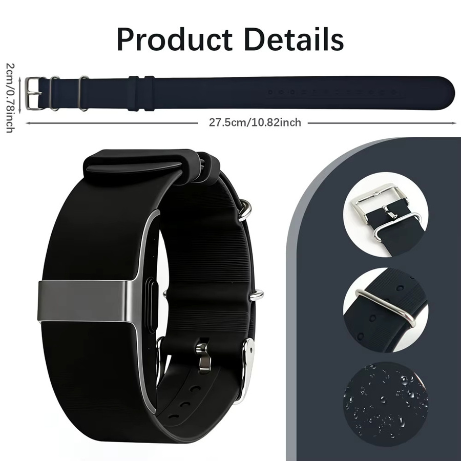 SZKOSTON Silikon-Schlaufenarmband für Hume Health Band in Grau mit verstellbarem Schnallenverschluss für Fitness-Tracker und Aktivitätsmonitore - Bild 1