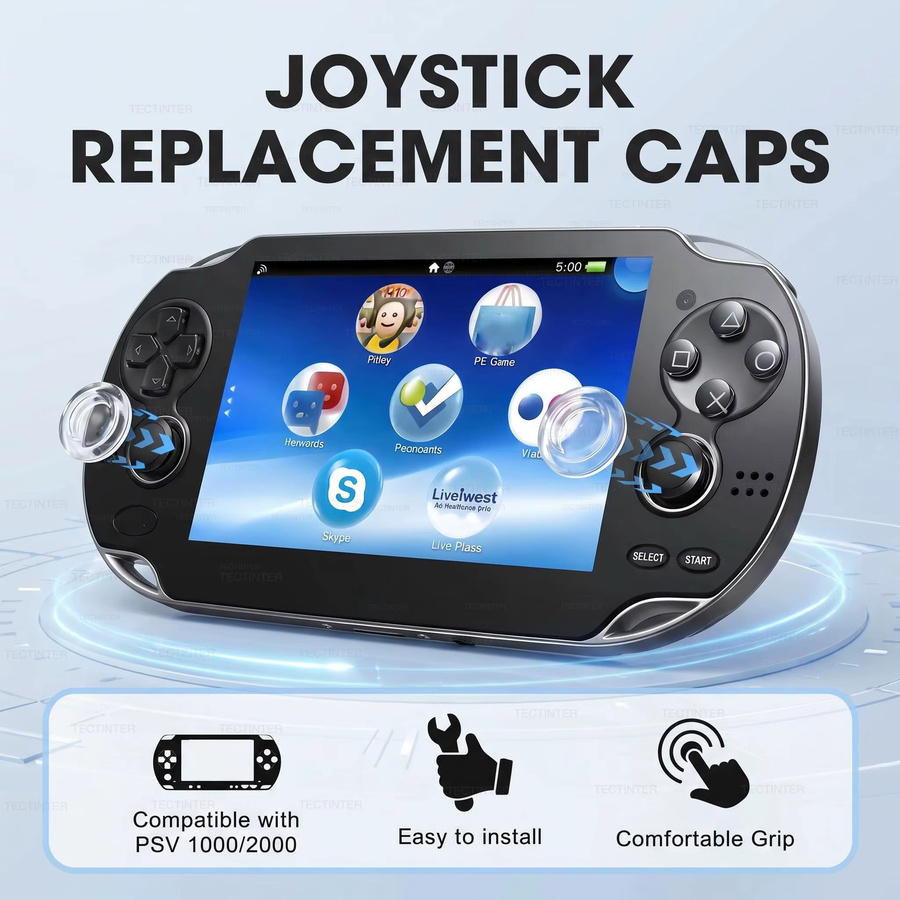 4er-Set TECTINTER Silikon Thumbstick Grip Abdeckungen für PlayStation PSV1000 und PSV2000 Konsole, Transparent - Bild 4