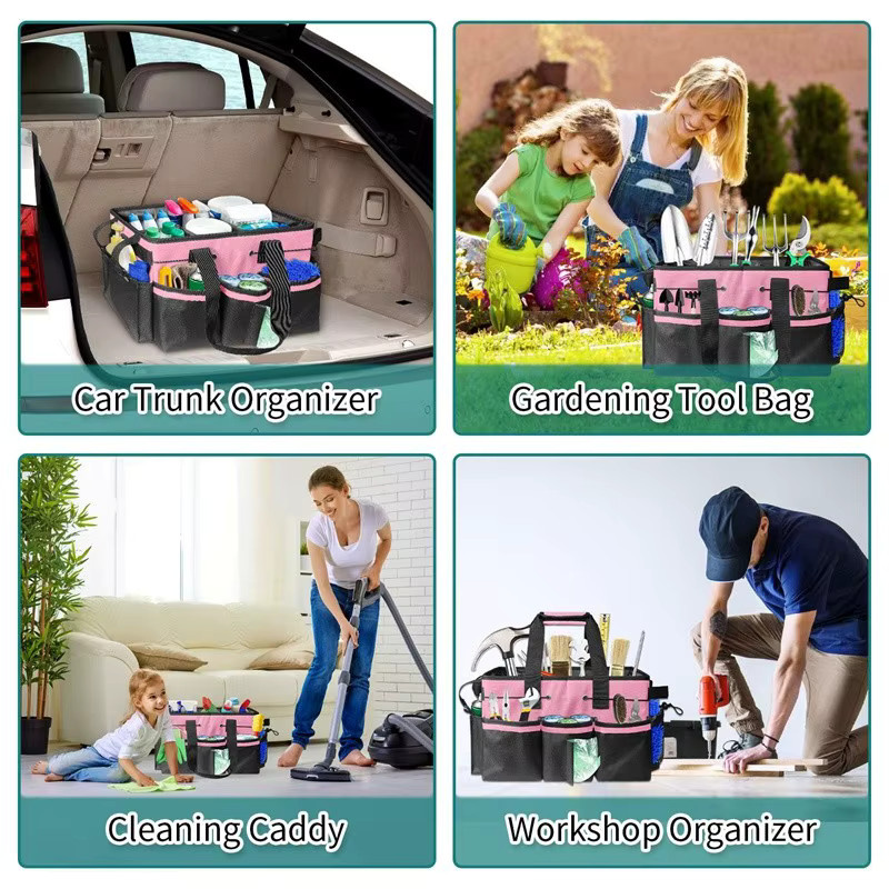 ABRT Reinigungsmittel-Organizer in Pink mit Griffen und Schultergurt als große Reinigungs-Caddy-Tasche aus Stoff - Bild 5