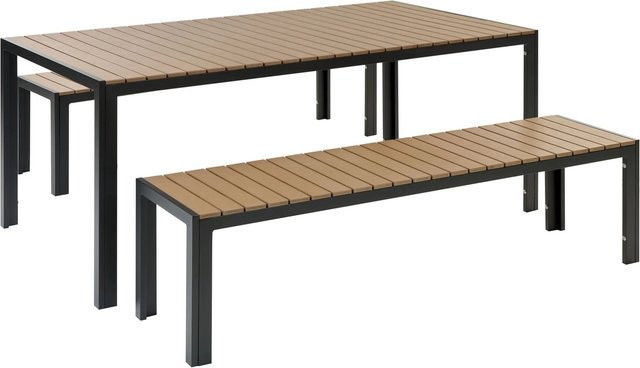 Beliani Gartentisch Set NARDO im Industrial Design aus Holz und Metall in Schwarz und Hellbraun B/T/H: 90 x 90 x 75 cm - Bild 1
