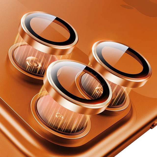Kameraobjektivschutz aus gehärtetem Glas und Aluminiumlegierung für Apple iPhone 17 Pro und iPhone 17 Pro MAX in Grau und Gold - Bild 1