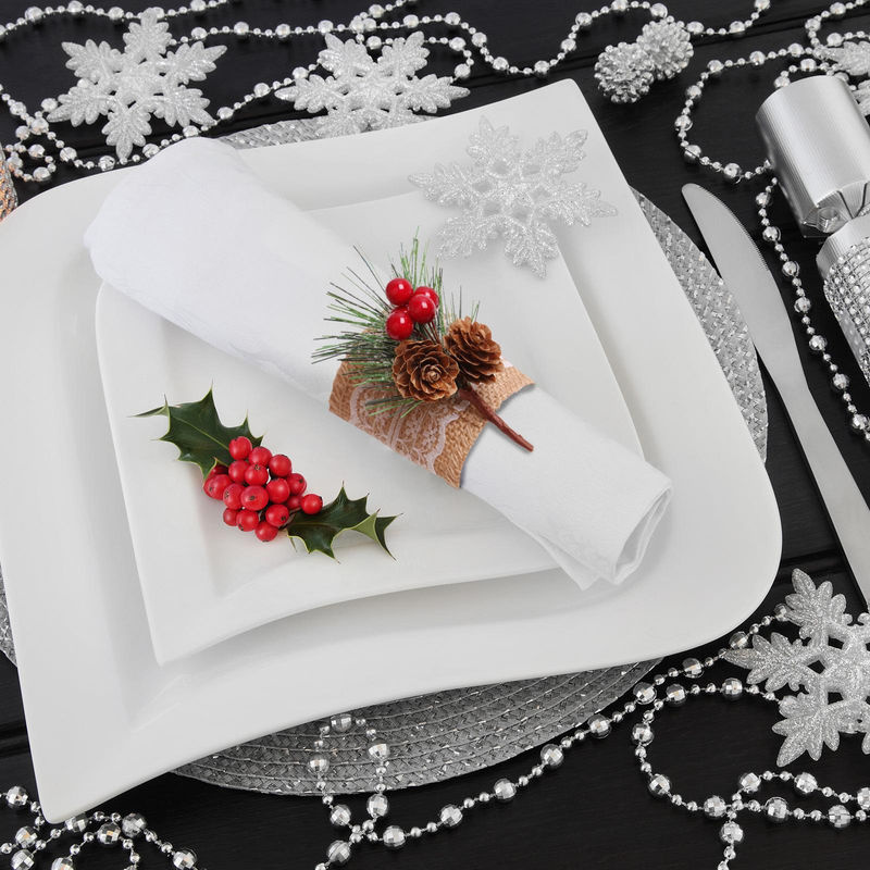 GoolRC Serviettenringe im Zapfen-Design für Weihnachten und festliche Anlässe, mehrfarbig und rustikal - Bild 5
