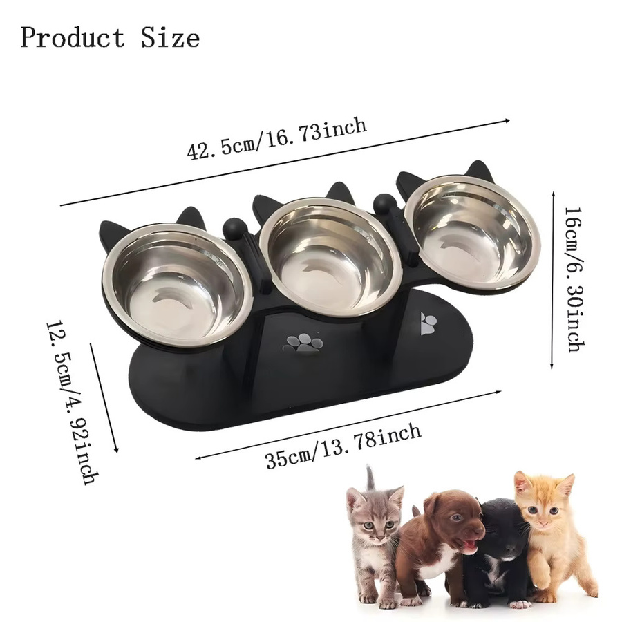 PETRAVEL Erhöhter Futternapf für Hunde und Katzen in Schwarz, B/T/H: 42,5 x 16,0 cm - Bild 3