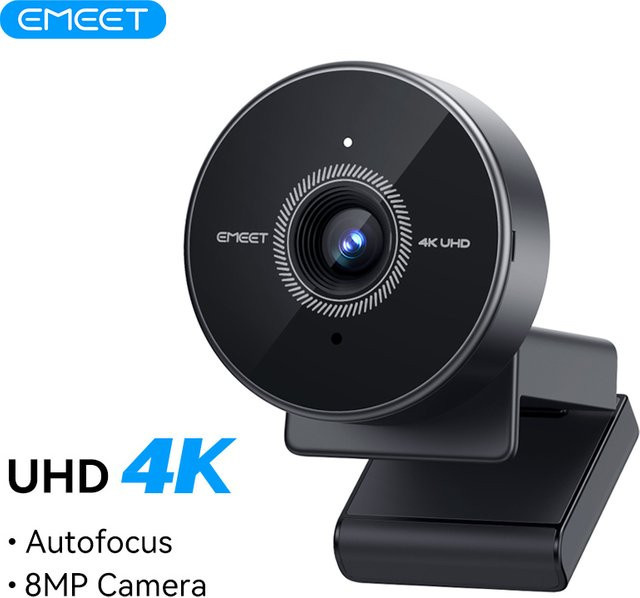 EMEET Webcam 4K mit Mikrofon und Full HD 1080P 60fps, USB-Webkamera für Computer, Desktop und Laptop, Schwarz - Bild 1