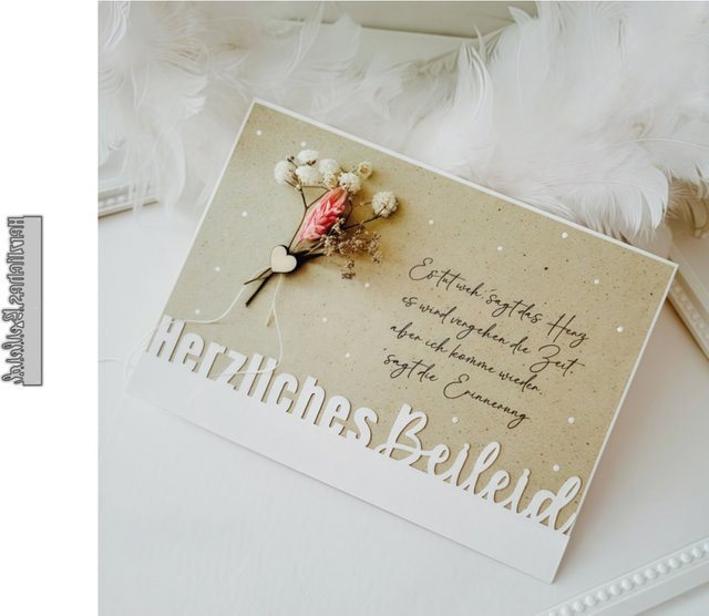 Metall-Stanzform Neue deutsche Phrase Herzliches Beileid in Silber für Scrapbooking, Kartenherstellung und DIY-Dekoration - Bild 1
