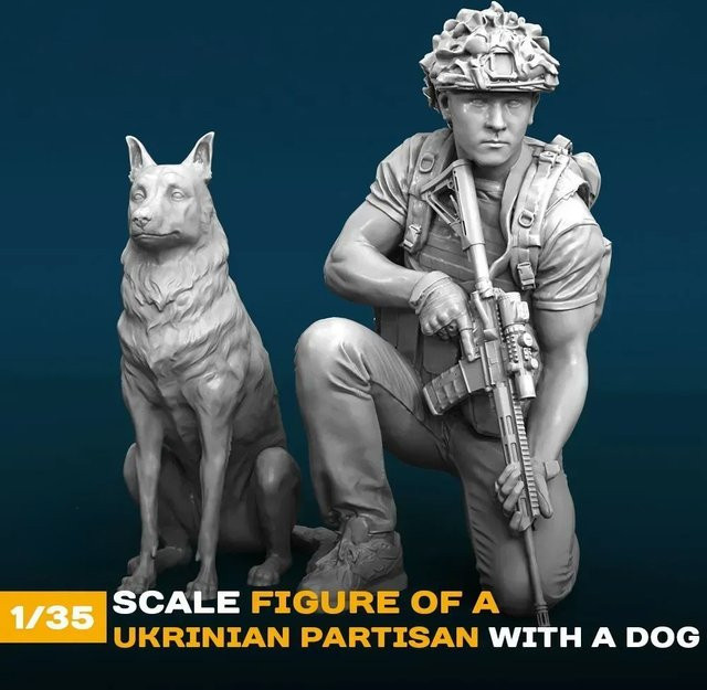 GK Moderne Soldaten mit Hund, Resin-Modellfigur, 1:35, Bausatz - Bild 1