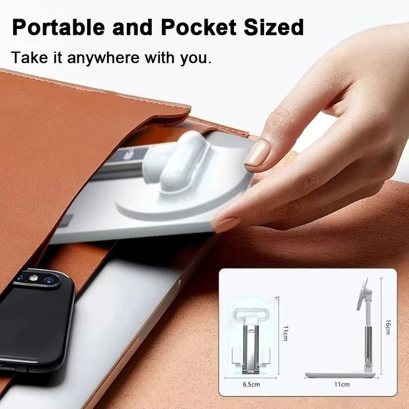 Muzisn Magnetischer Desktop-Handyhalter Kompatibel mit MagSafe Faltbarer Metallständer für iPhone und Tablet in Schwarz oder Weiß - Bild 4