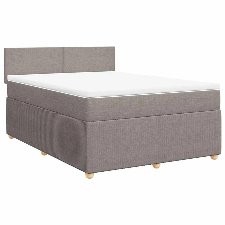 vidaXL Boxspringbett Hybrid mit Matratze in Taupe, Weiß und Grau, B/T: 140 x 190 cm, mit USB-Ladeport und Unterbettbeleuchtung - Bild 2