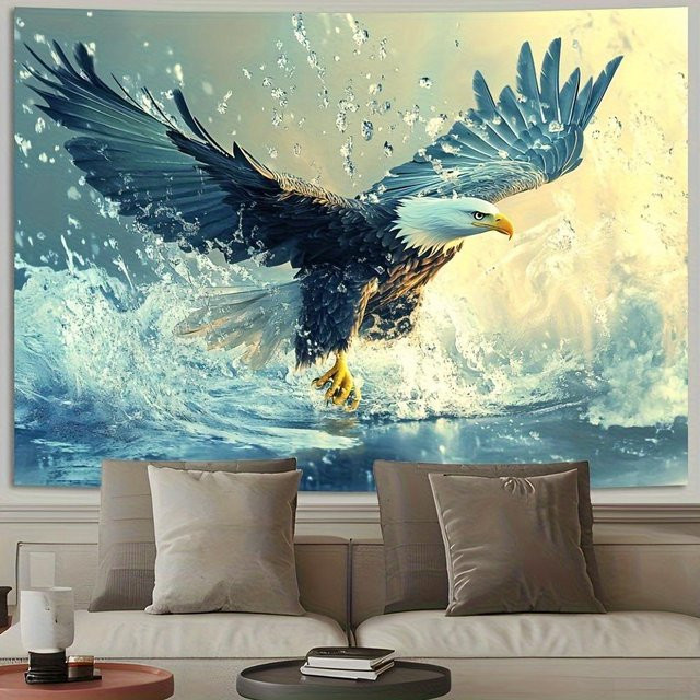 Majestätischer Adler Wandteppich von JMG Household Supplies in Beige und Multicolour, modernes abstraktes Design im Flüssigkeitsstil, Breite: 200 cm, Höhe: 150 cm - Bild 1