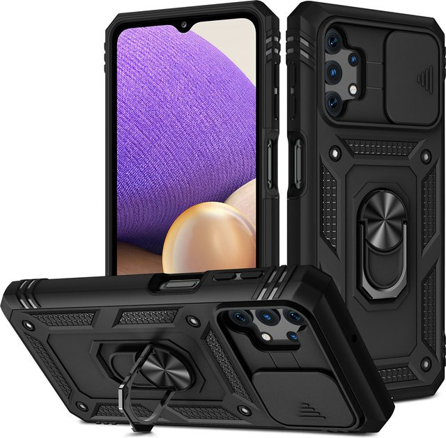 Samsung Galaxy Schutzhülle mit Kamera-Slider für A15 A34 A14 A24 A25 A13 A33 A52 A53 A23 in Schwarz und Grün - Bild 1