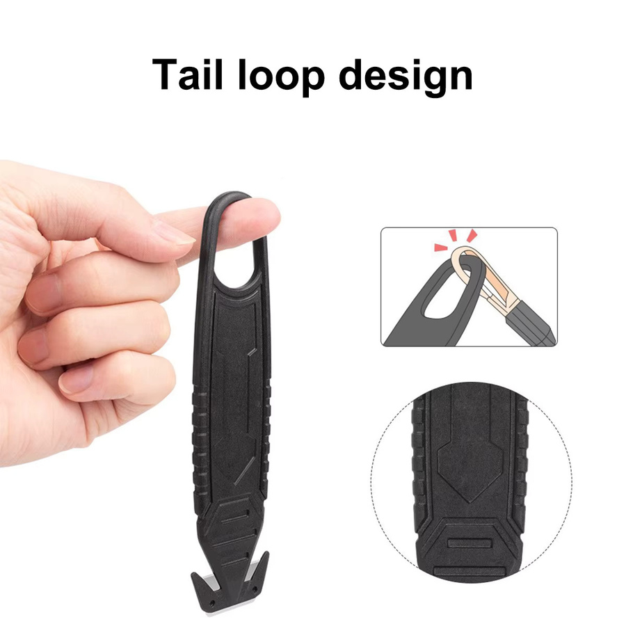 Sicherheits-Kartonmesser in Schwarz mit ergonomischem Griff und versteckter Edelstahlklinge als Universalmesser und Umschlagöffner - Bild 2
