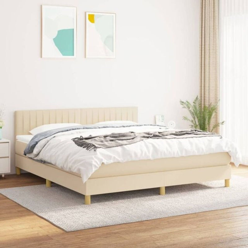 vidaxl Boxspringbett mit Matratze in Beige aus Stoff, B/T/H: 160 x 200 x 78 cm - Bild 1