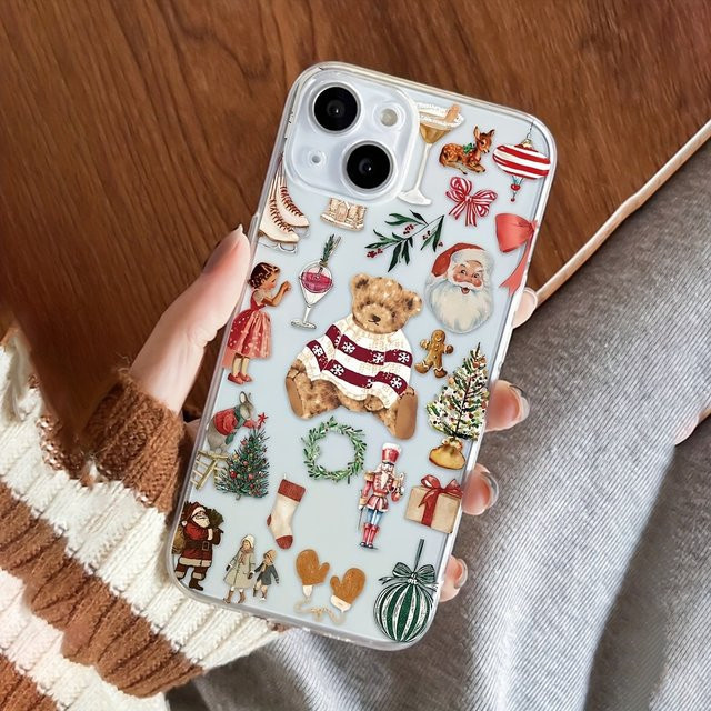Transparente TPU-Handyhülle mit Cartoon-Bär-Muster für iPhone 17 16 15 14 13 12 11 Pro Max Plus Mini und XS XR X - Bild 1