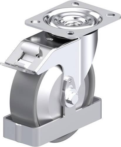 Blickle L-PO 125KA-FI-ELS-FA-FS Stahlblech-Lenkrolle in Silber, Rad-Durchmesser: 125 mm, Tragfähigkeit: 250 kg - Bild 1
