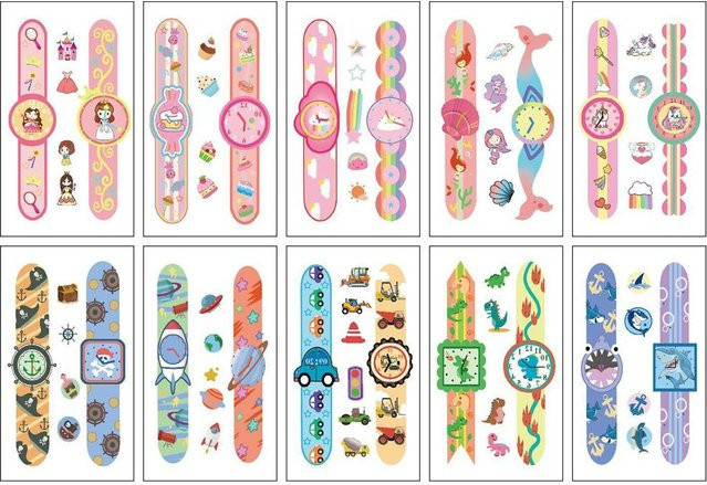 Binchi Outdoor Product Cartoon Uhr Tattoo Aufkleber, 10er Set, wasserdicht - Bild 1