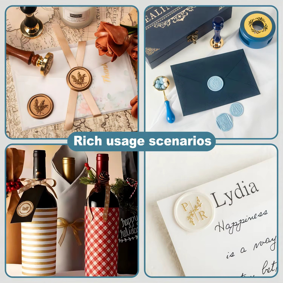 Personalisierter Wachssiegel Stempel mit individuellem Logo Design in Gold für DIY Weihnachtsdekoration und Handwerk - Bild 3