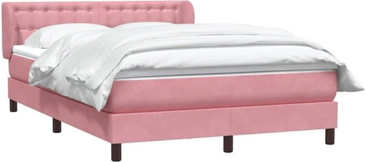 vidaxl Boxspringbett mit Matratze aus Samt in Rosa und Weiß B/T/H: 160 x 210 cm - Bild 1