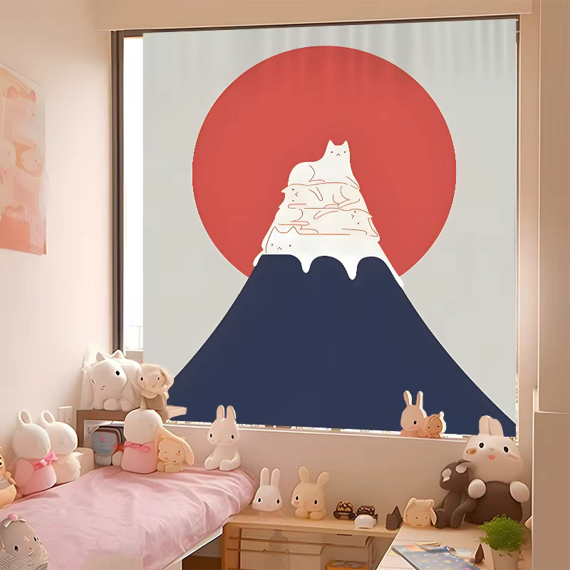 VIKAMA Verdunkelungsvorhänge mit Katzenmotiven in Multicolour, moderne Schrankvorhänge mit Klettverschluss für Schlafzimmer und Schlafsäle - Bild 1