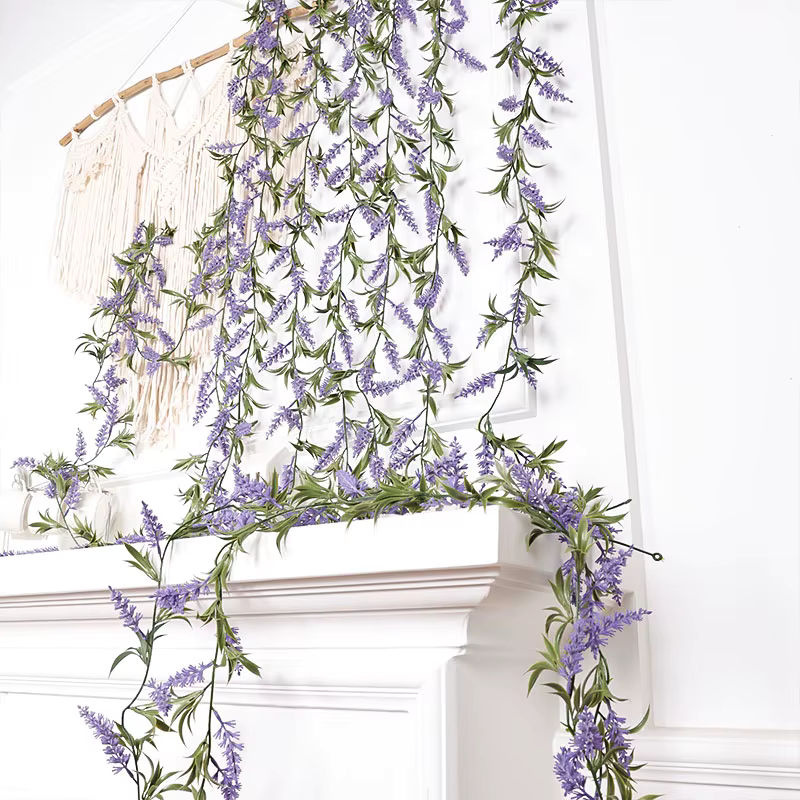 Künstliche lila Lavendel-Hängepflanze für Dekoration im Bohemian-Stil - Bild 4