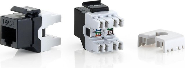 Equip Cat6 Keystone Jack LSA Flach Schwarz mit Goldkontakten - Bild 1