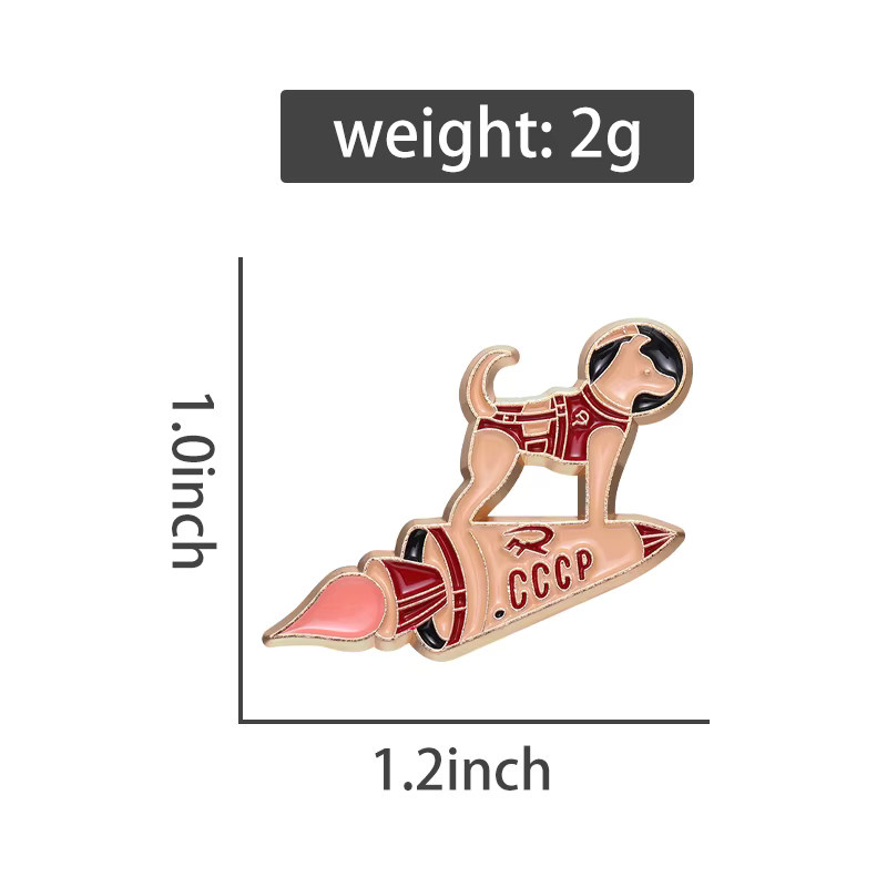 QIHE JEWELRY Brosche Cartoon Raum Rakete Hund, Emaille, Kinder - Bild 2