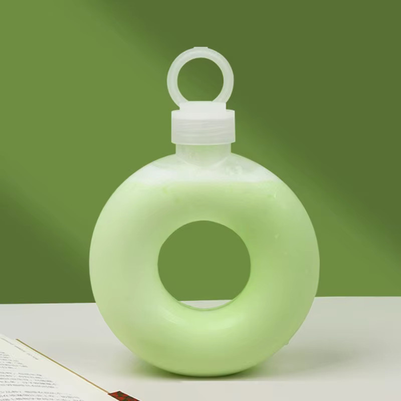 HUXUAN Donut Sportwasserflasche mit Tragegriff, kreative Trinkflasche für Reisen und Milchtee, 500 ml - Bild 2