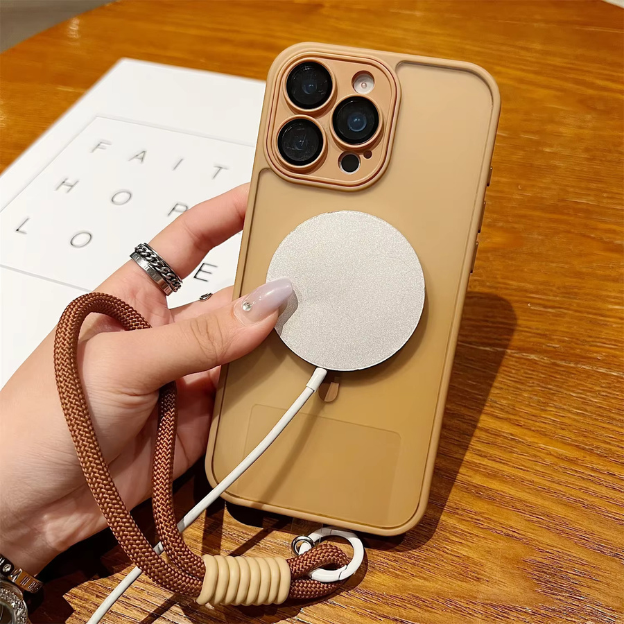 Transparente MagSafe Handyhülle mit Lanyard-Handgelenkschlaufe für iPhone 11 bis iPhone 17 Pro Max Plus, stoßfeste Schutzhülle in Transparent und Grün - Bild 2