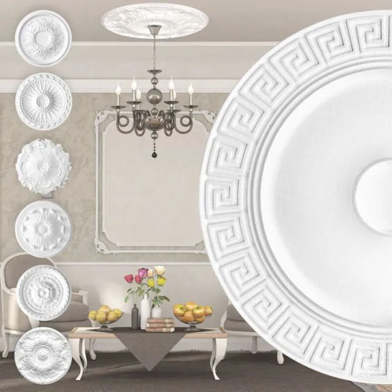 Marbet Design Stuckrosette R-30 aus EPS Styropor in Weiß, runde Deckenrosette für dein Wohnzimmer mit Durchmesser: 60 cm - Bild 1