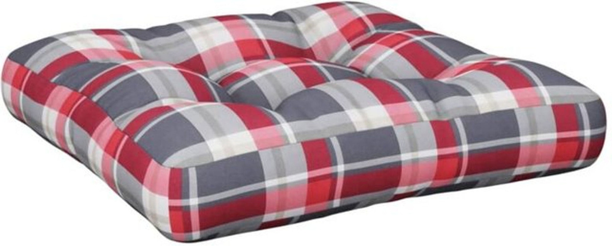 Vidaxl Palettenkissen in Rot mit Karomuster aus Stoff, B/T/H: 50 x 50 x 12 cm - Bild 1