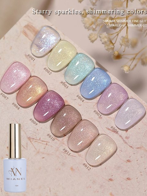 MIANEL Nagellack Glitzer, 12 ml, Weiß Blau Rosa - Bild 1