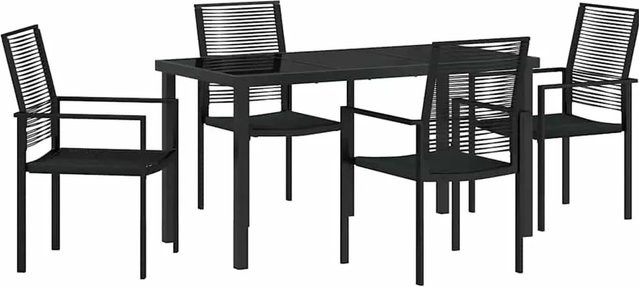 vidaXL 5-teiliges Garten-Esszimmer-Set aus PVC Rattan und Stahl in Schwarz Matt - Bild 1