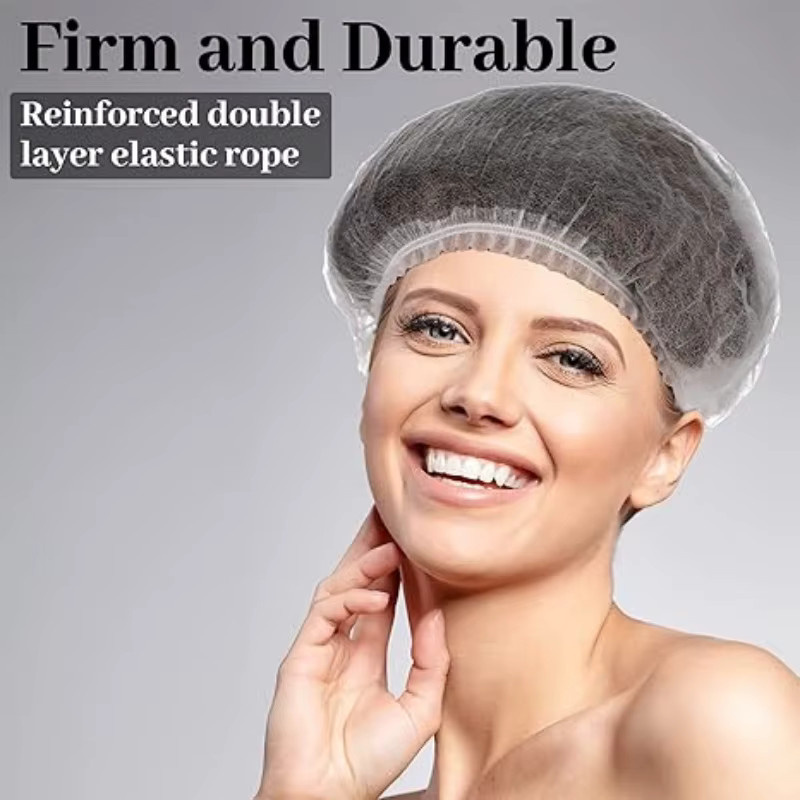 100 Stück Einweg Bouffant Caps von INMAICH in Schwarz aus Vliesstoff als dehnbare Haarhauben für Küche und Bad - Bild 2