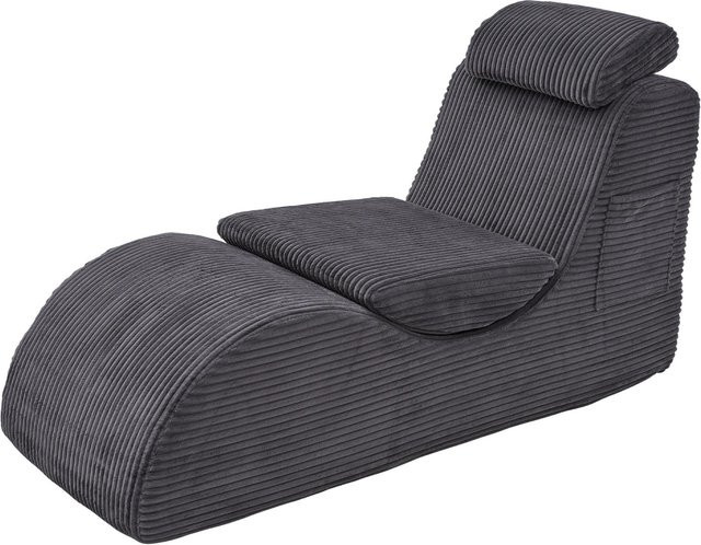 Moderner Relax-Sessel von Gomyway in Grau mit Cord-Bezug und Schaumstofffüllung, B/T/H: 160 x 66 x 90 cm - Bild 1